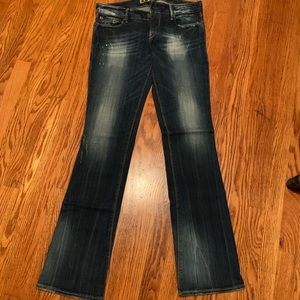 Express Jeans distressed dark wash 6L bootcut